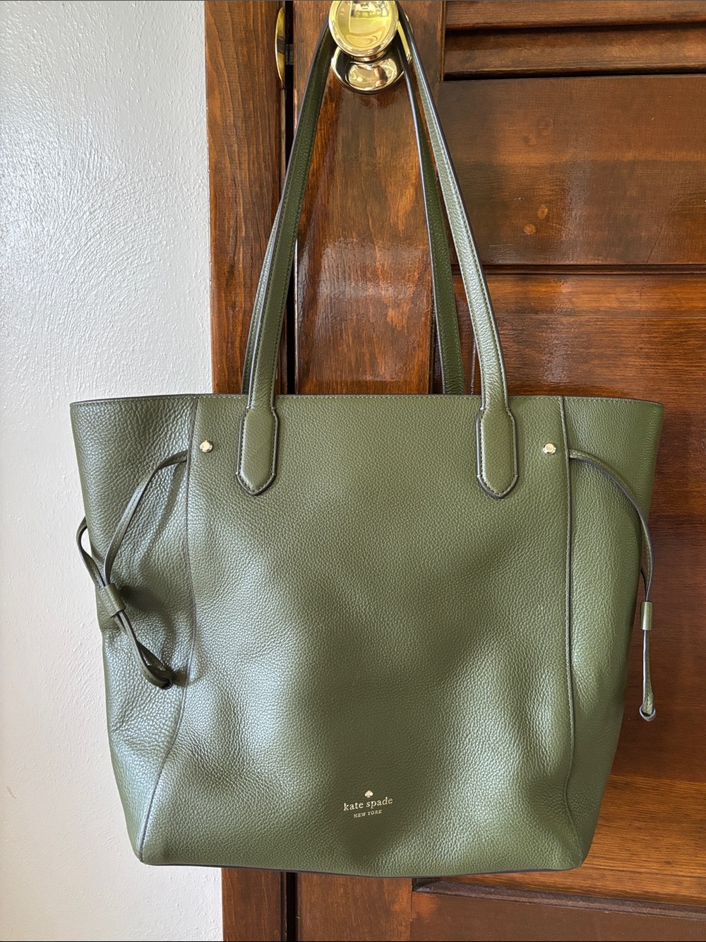 Kate Spade Olive Green Pebbled Leather Tote
